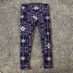 LuLaRoe Blue Multicolor Aztec Print Leggings Women's One Size Tall and Curvy‎